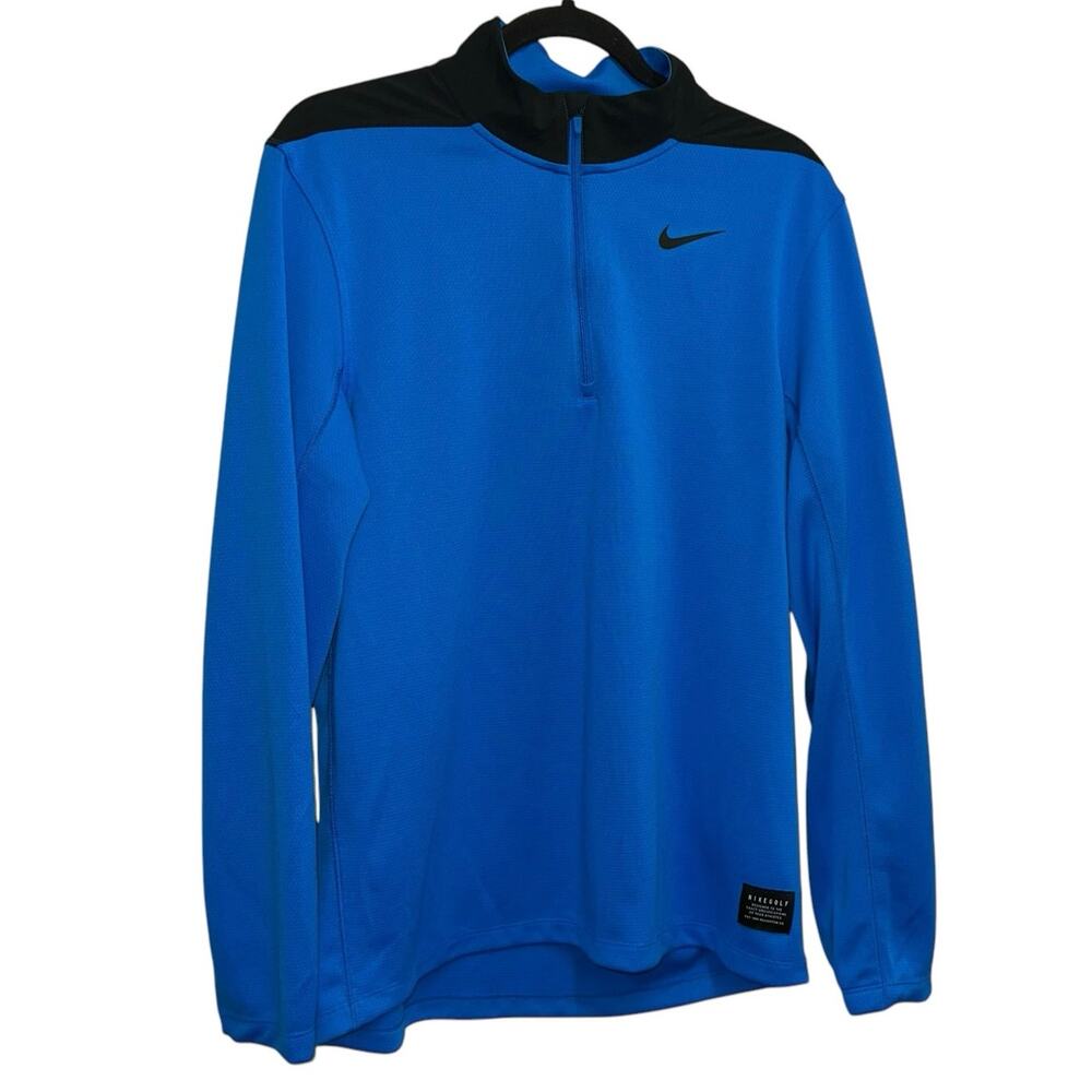 Nike Golf Dri Fit 1/4 Zip Pullover Men's Small Blue Long Sleeve Athletic Top